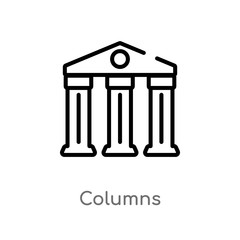 outline columns vector icon. isolated black simple line element illustration from history concept. editable vector stroke columns icon on white background