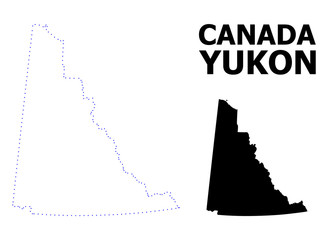 Vector Contour Dotted Map of Yukon Province with Caption