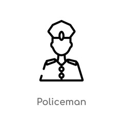 outline policeman vector icon. isolated black simple line element illustration from history concept. editable vector stroke policeman icon on white background