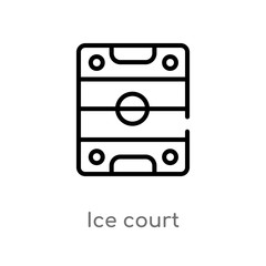 outline ice court vector icon. isolated black simple line element illustration from hockey concept. editable vector stroke ice court icon on white background