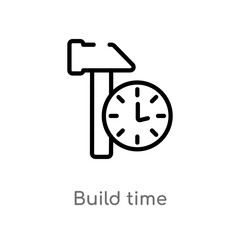 outline build time vector icon. isolated black simple line element illustration from general-1 concept. editable vector stroke build time icon on white background