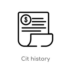 outline cit history vector icon. isolated black simple line element illustration from general-1 concept. editable vector stroke cit history icon on white background