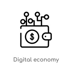 outline digital economy vector icon. isolated black simple line element illustration from general-1 concept. editable vector stroke digital economy icon on white background