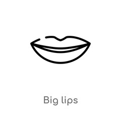 outline big lips vector icon. isolated black simple line element illustration from human body parts concept. editable vector stroke big lips icon on white background