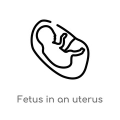 outline fetus in an uterus vector icon. isolated black simple line element illustration from human body parts concept. editable vector stroke fetus in an uterus icon on white background