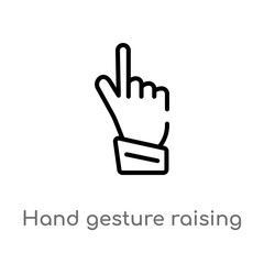 outline hand gesture raising the index finger vector icon. isolated black simple line element illustration from human body parts concept. editable vector stroke hand gesture raising the index finger