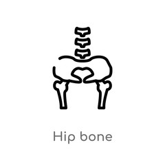 outline hip bone vector icon. isolated black simple line element illustration from human body parts concept. editable vector stroke hip bone icon on white background