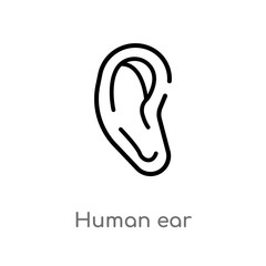 outline human ear vector icon. isolated black simple line element illustration from human body parts concept. editable vector stroke human ear icon on white background