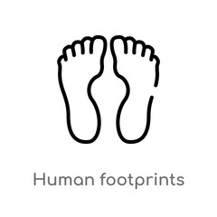 outline human footprints vector icon. isolated black simple line element illustration from human body parts concept. editable vector stroke human footprints icon on white background