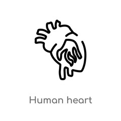 outline human heart vector icon. isolated black simple line element illustration from human body parts concept. editable vector stroke human heart icon on white background