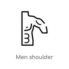 outline men shoulder vector icon. isolated black simple line element illustration from human body parts concept. editable vector stroke men shoulder icon on white background