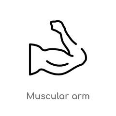 outline muscular arm vector icon. isolated black simple line element illustration from human body parts concept. editable vector stroke muscular arm icon on white background