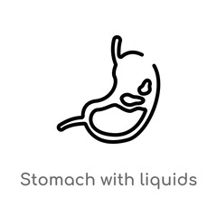 outline stomach with liquids vector icon. isolated black simple line element illustration from human body parts concept. editable vector stroke stomach with liquids icon on white background