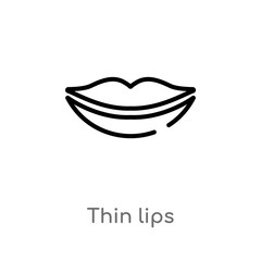 outline thin lips vector icon. isolated black simple line element illustration from human body parts concept. editable vector stroke thin lips icon on white background