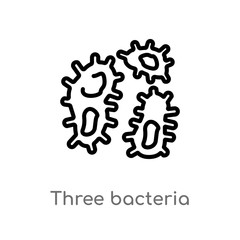 outline three bacteria vector icon. isolated black simple line element illustration from human body parts concept. editable vector stroke three bacteria icon on white background