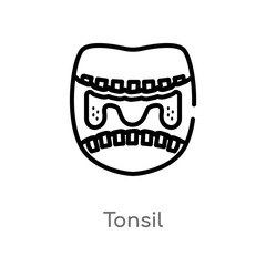outline tonsil vector icon. isolated black simple line element illustration from human body parts concept. editable vector stroke tonsil icon on white background