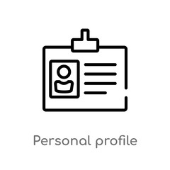 outline personal profile vector icon. isolated black simple line element illustration from human resources concept. editable vector stroke personal profile icon on white background