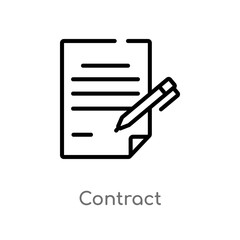 outline contract vector icon. isolated black simple line element illustration from human resources concept. editable vector stroke contract icon on white background