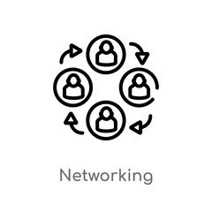 outline networking vector icon. isolated black simple line element illustration from human resources concept. editable vector stroke networking icon on white background