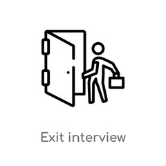 outline exit interview vector icon. isolated black simple line element illustration from human resources concept. editable vector stroke exit interview icon on white background