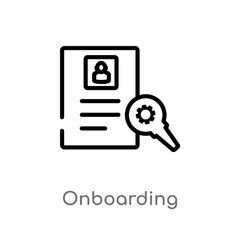 outline onboarding vector icon. isolated black simple line element illustration from human resources concept. editable vector stroke onboarding icon on white background