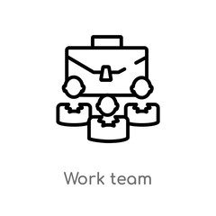 outline work team vector icon. isolated black simple line element illustration from job resume concept. editable vector stroke work team icon on white background
