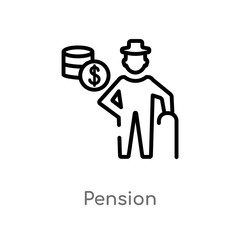 outline pension vector icon. isolated black simple line element illustration from job resume concept. editable vector stroke pension icon on white background