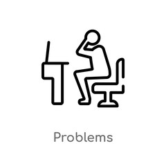 outline problems vector icon. isolated black simple line element illustration from job resume concept. editable vector stroke problems icon on white background