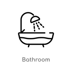 outline bathroom vector icon. isolated black simple line element illustration from hygiene concept. editable vector stroke bathroom icon on white background