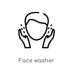 outline face washer vector icon. isolated black simple line element illustration from hygiene concept. editable vector stroke face washer icon on white background