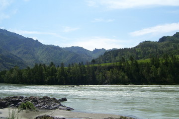 The beauty of the Altai Mountains in summer in good weather.