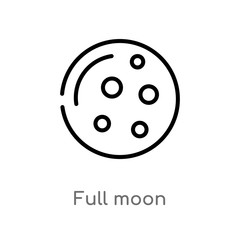 outline full moon vector icon. isolated black simple line element illustration from india and holi concept. editable vector stroke full moon icon on white background