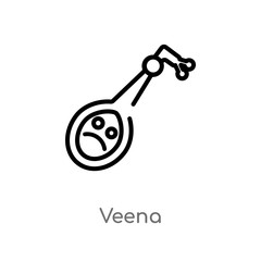 outline veena vector icon. isolated black simple line element illustration from india and holi concept. editable vector stroke veena icon on white background