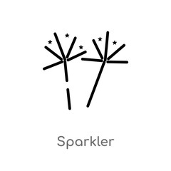 outline sparkler vector icon. isolated black simple line element illustration from india and holi concept. editable vector stroke sparkler icon on white background