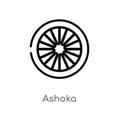 outline ashoka vector icon. isolated black simple line element illustration from india concept. editable vector stroke ashoka icon on white background