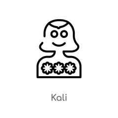 outline kali vector icon. isolated black simple line element illustration from india concept. editable vector stroke kali icon on white background