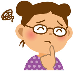 小学生　女の子　表情　悩む