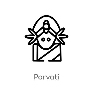outline parvati vector icon. isolated black simple line element illustration from india concept. editable vector stroke parvati icon on white background