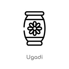 outline ugadi vector icon. isolated black simple line element illustration from india concept. editable vector stroke ugadi icon on white background