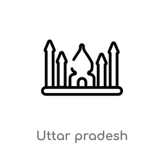 outline uttar pradesh vector icon. isolated black simple line element illustration from india concept. editable vector stroke uttar pradesh icon on white background