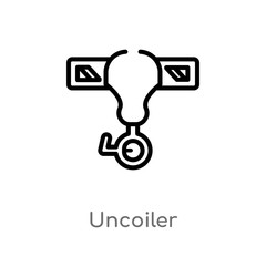 Fototapeta na wymiar outline uncoiler vector icon. isolated black simple line element illustration from industry concept. editable vector stroke uncoiler icon on white background