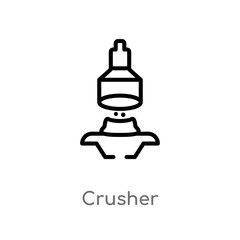 outline crusher vector icon. isolated black simple line element illustration from industry concept. editable vector stroke crusher icon on white background