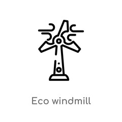 outline eco windmill vector icon. isolated black simple line element illustration from industry concept. editable vector stroke eco windmill icon on white background