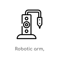 outline robotic arm, vector icon. isolated black simple line element illustration from industry concept. editable vector stroke robotic arm, icon on white background