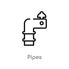 outline pipes vector icon. isolated black simple line element illustration from industry concept. editable vector stroke pipes icon on white background