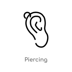outline piercing vector icon. isolated black simple line element illustration from jewelry concept. editable vector stroke piercing icon on white background