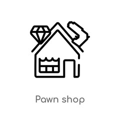 Fototapeta premium outline pawn shop vector icon. isolated black simple line element illustration from jewelry concept. editable vector stroke pawn shop icon on white background