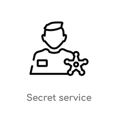 outline secret service vector icon. isolated black simple line element illustration from job profits concept. editable vector stroke secret service icon on white background