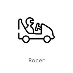 Fototapeta premium outline racer vector icon. isolated black simple line element illustration from job profits concept. editable vector stroke racer icon on white background