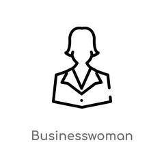 outline businesswoman vector icon. isolated black simple line element illustration from job profits concept. editable vector stroke businesswoman icon on white background